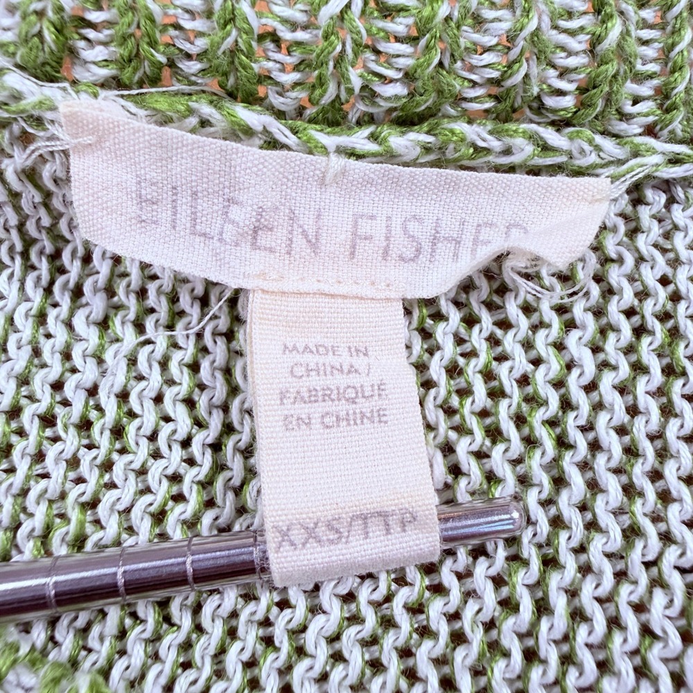 Eileen Fisher Green Organic Linen Knit Boxy Sweater XXS R17PMF Womens - Picture 2 of 8